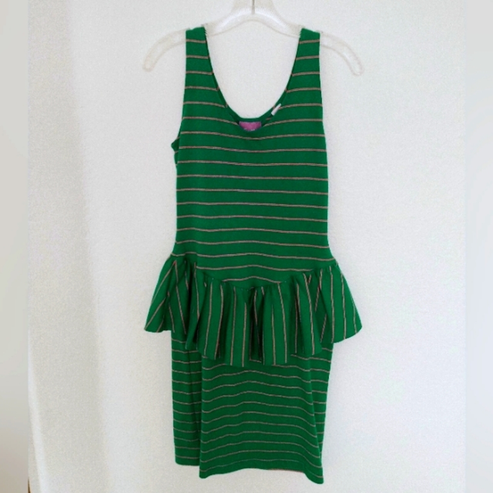 🐲VTG 80s new wave cotton peplum dress